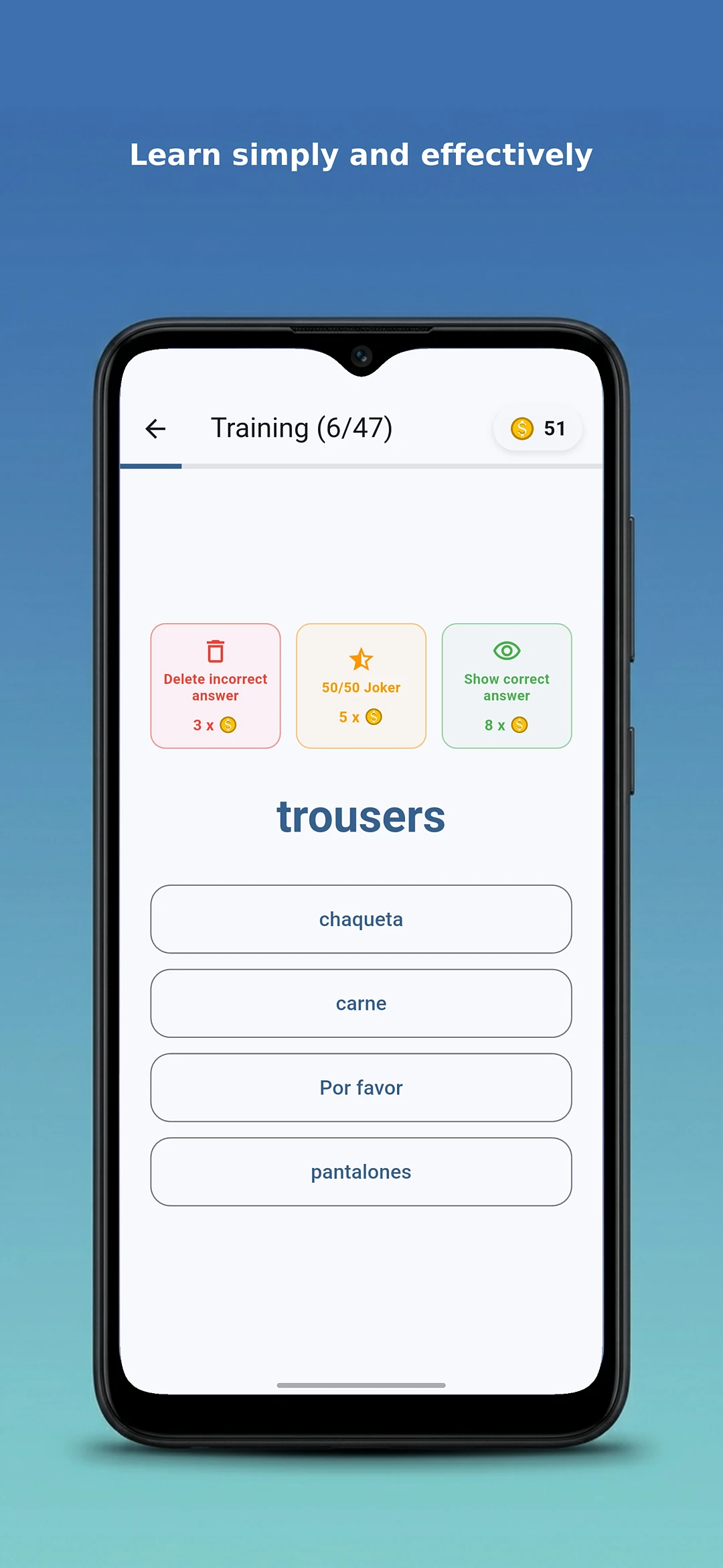 VokabelSafe App Quiz view